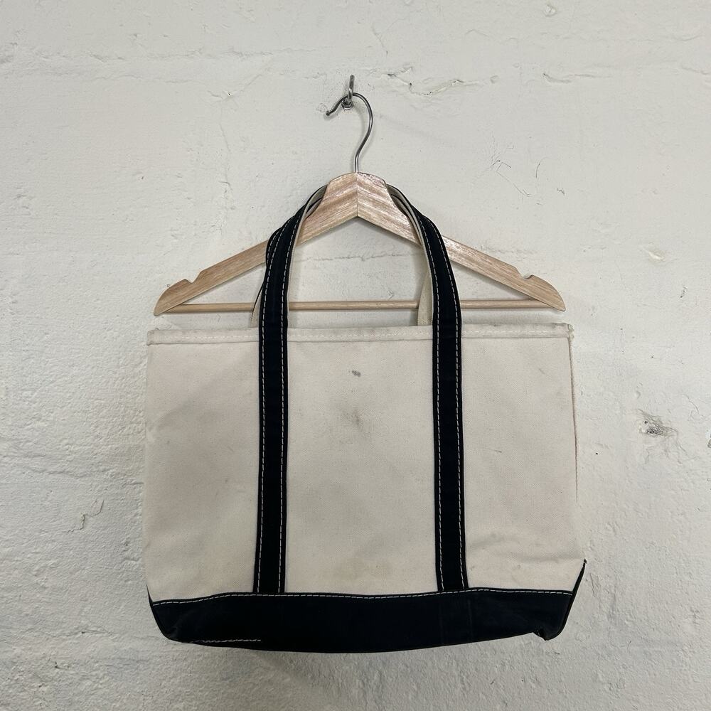 Vintage L.L. Bean Canvas Boat & Tote Bag Small “Black White"